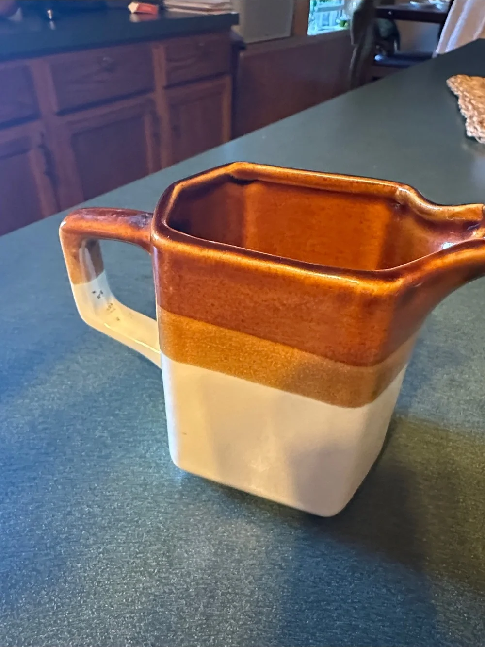 Vintage/ Brown and Cream Ceramic Creamer - Rustic Home Dining